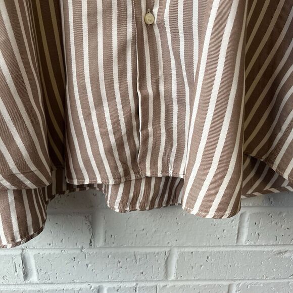 Tiglio Shirt Men  Beige Rustic Strip Cotton Dress Button Up Made in Italy 34/35 - Picture 5 of 14